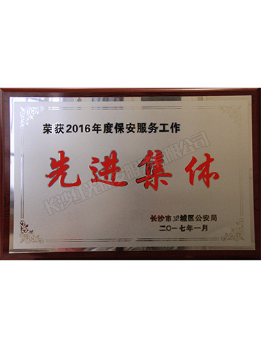 2016年度望城區公安局保安服務工作先進集體